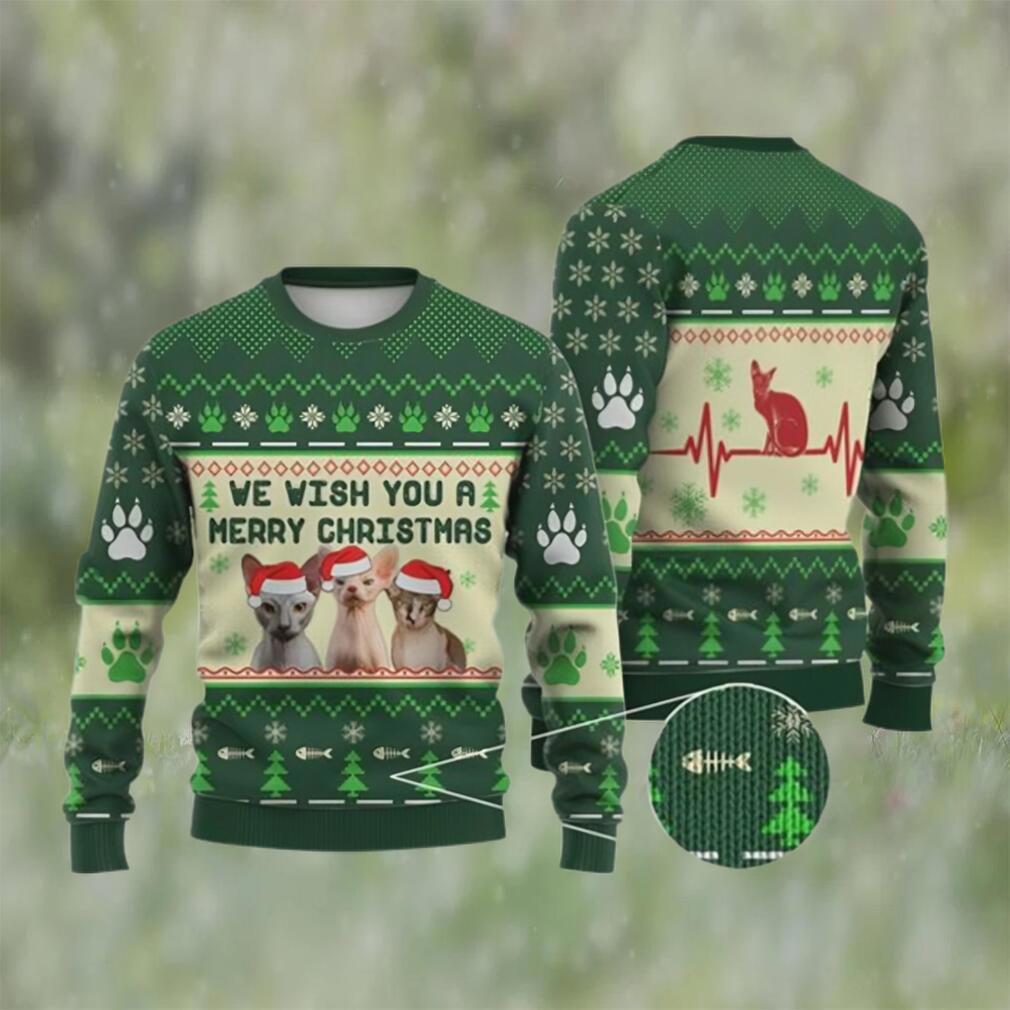 Cat christmas sweater sphynx cat we wish you a merry ugly christmas sweater 3d Christmas Ugly Sweater