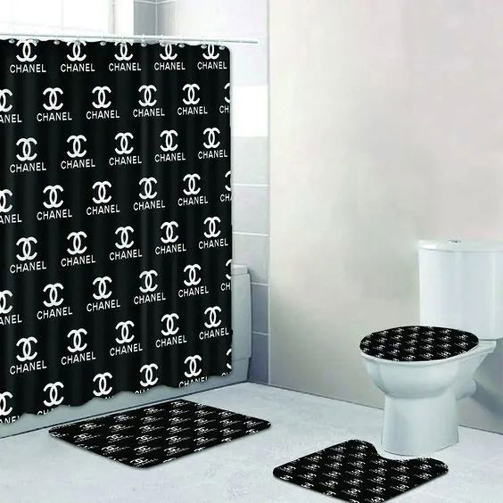 Chanel black home decor hypebeast luxury fashion brand bath mat bathroom sets Bathroom Set