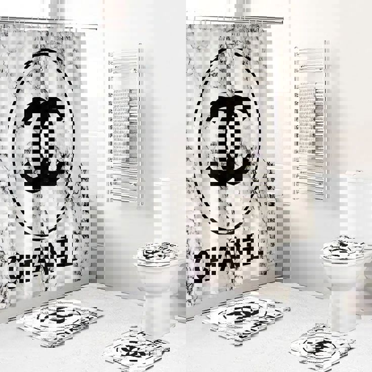 Chanel circle logo new bathroom set with shower curtain Bathroom Set