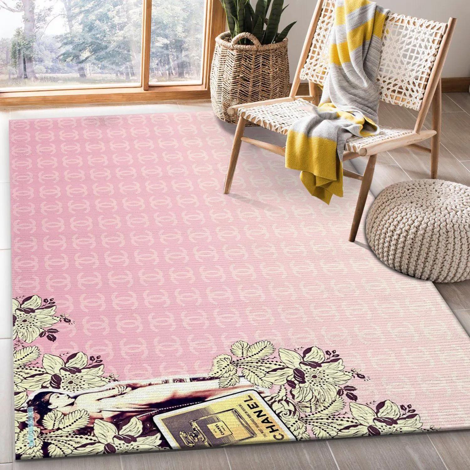 Chanel logo type 196. Upgrade Your Living Room with Luxury Home Decor: Area Carpets, Floor Decor, Door Mats, and Hot Gift Items with style a High-End Fashion Brand Rectangle Rug