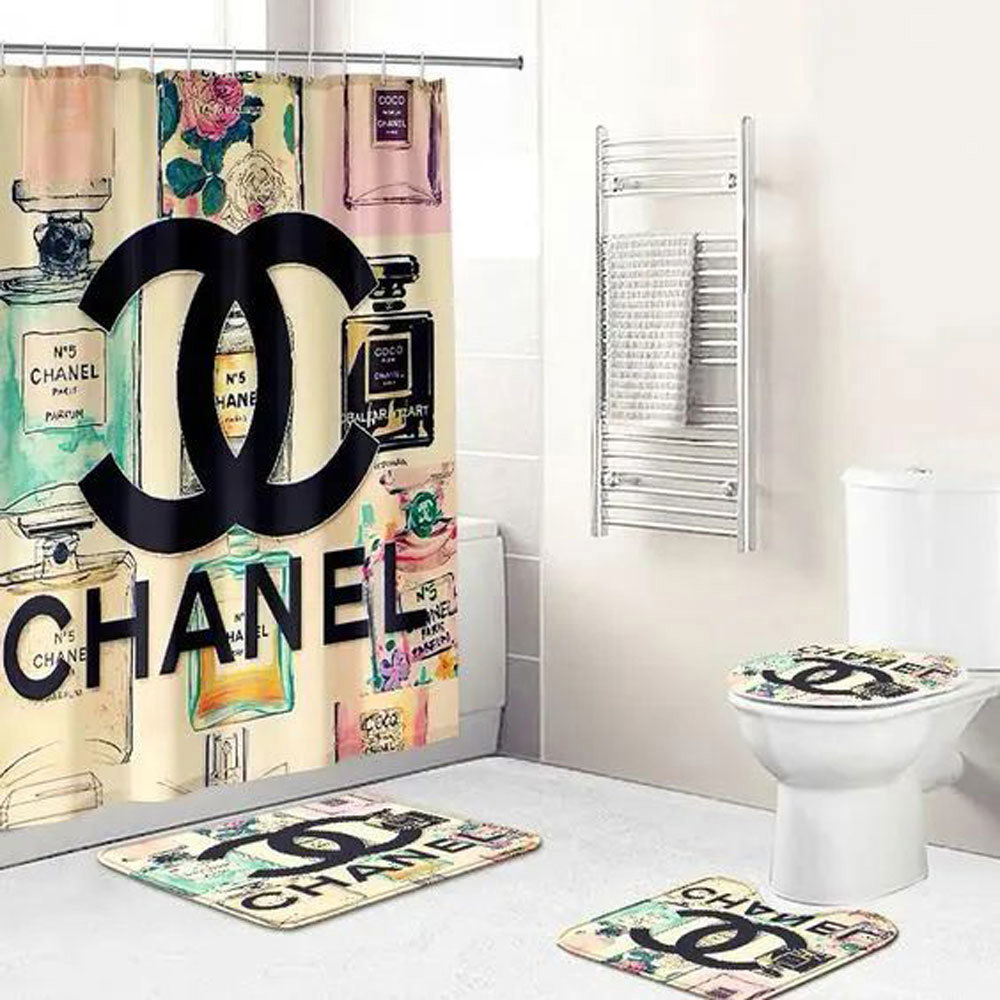 Chanel perfume bathroom set hypebeast bath mat home decor luxury fashion brand Bathroom Set