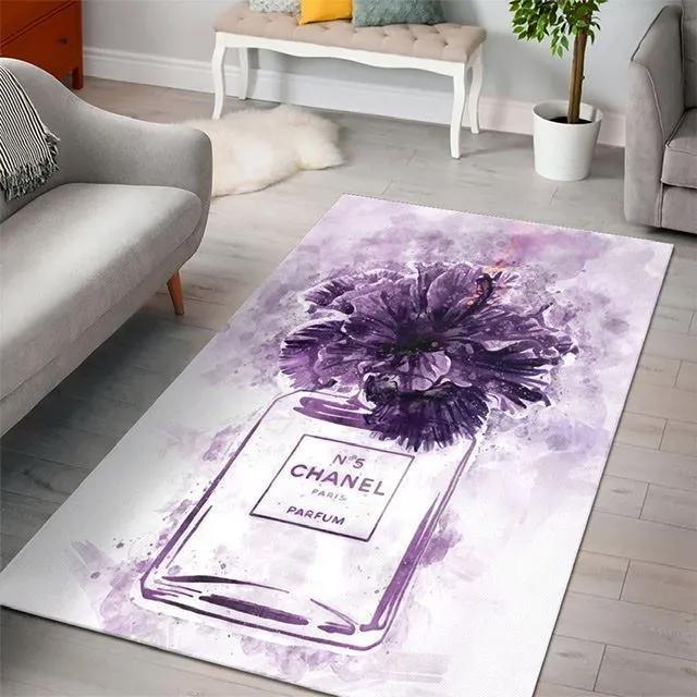 Chanelviolet parfum logo type 519. Upgrade Your Living Room with Luxury Home Decor: Area Carpets, Floor Decor, Door Mats, and Hot Gift Items with style a High-End Fashion Brand Rectangle Rug