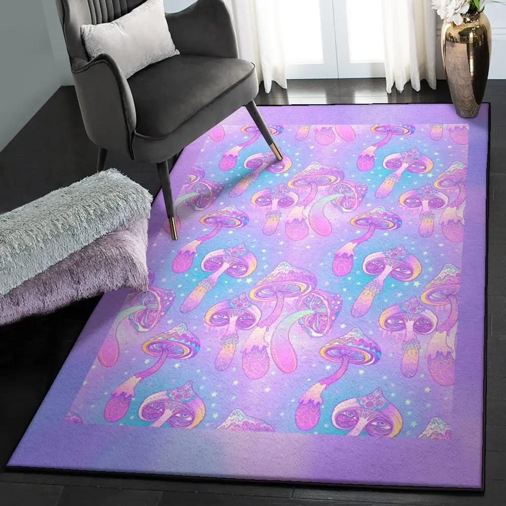 Chanterelle area rugs for living room, psychedelic mushroom pattern 1 gs cl rug Rectangle Rug