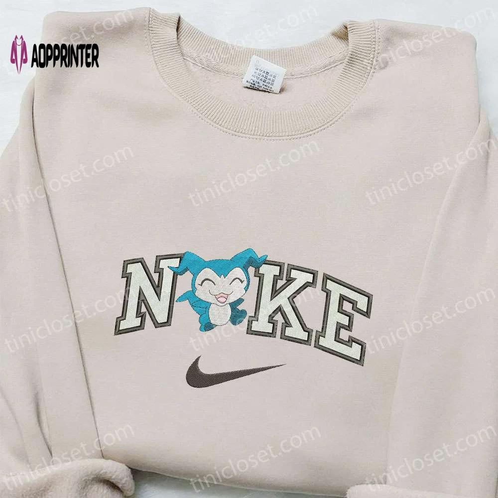Chibimon x nike anime embroidered sweatshirt – digimon & nike inspired shirt Embroidered Shirt