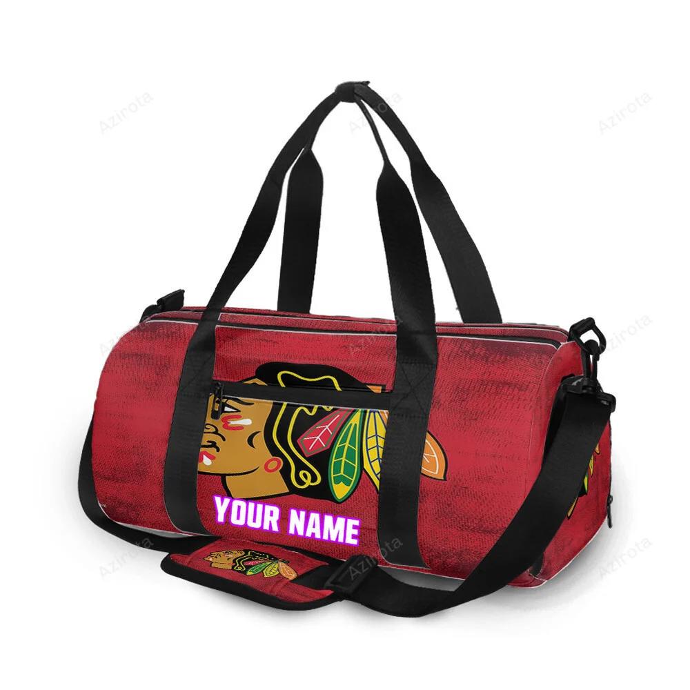 Chicago blackhawks emblem texture12 personalized name travel bag gym bag 2038 Travel Bag