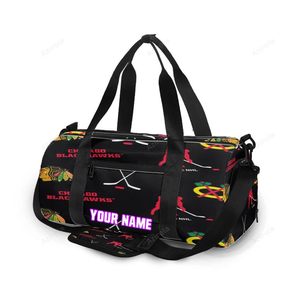 Chicago blackhawks symbol 3 personalized name travel bag gym bag 2032 Travel Bag