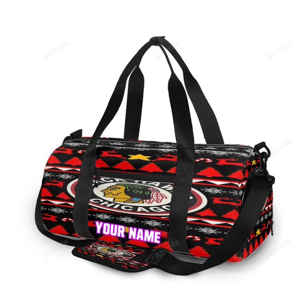 Chicago blackhawks symbol xmas personalized name travel bag gym bag 1885 Travel Bag