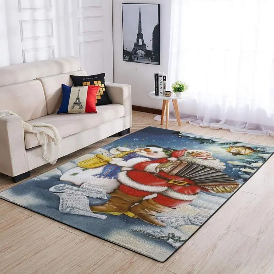 Christmas santa claus and snowman area rug living room rug home decor 19092719 ofd Rectangle Rug