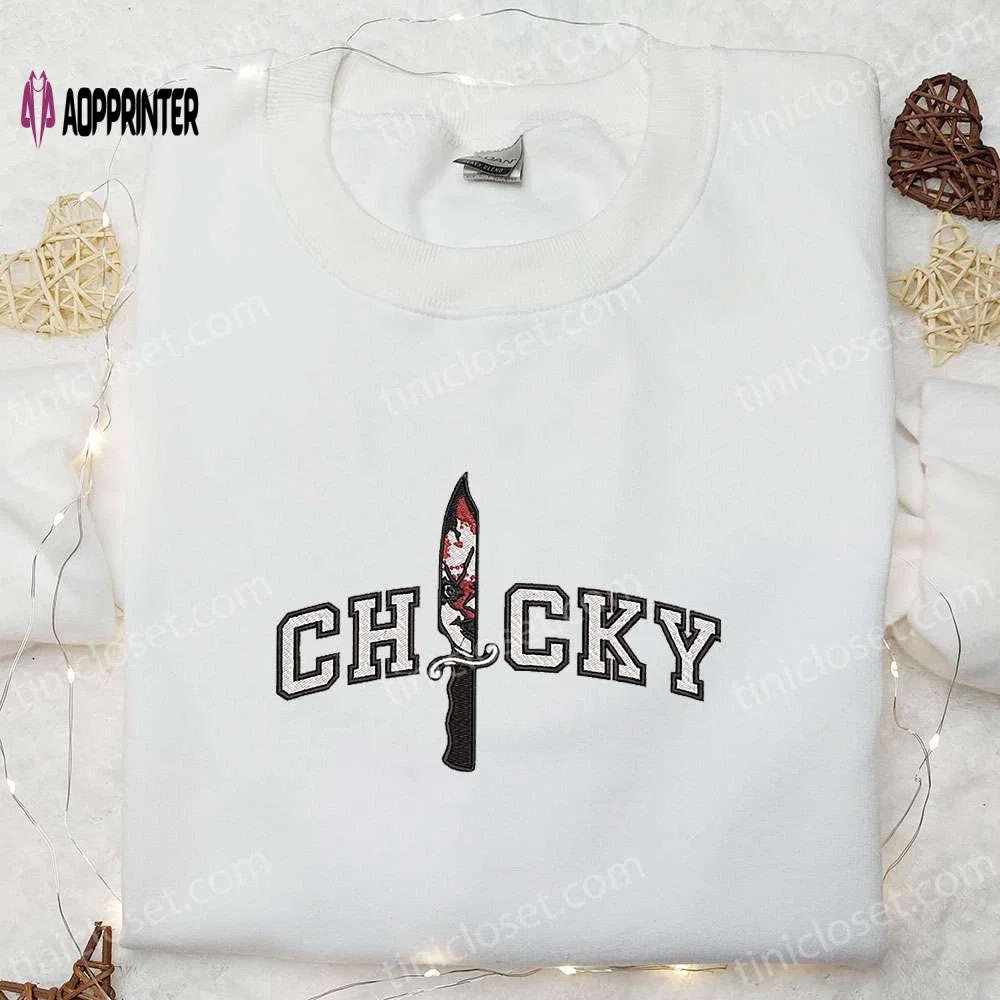 Chucky knife embroidered shirt – horror characters inspired halloween attire Embroidered Shirt