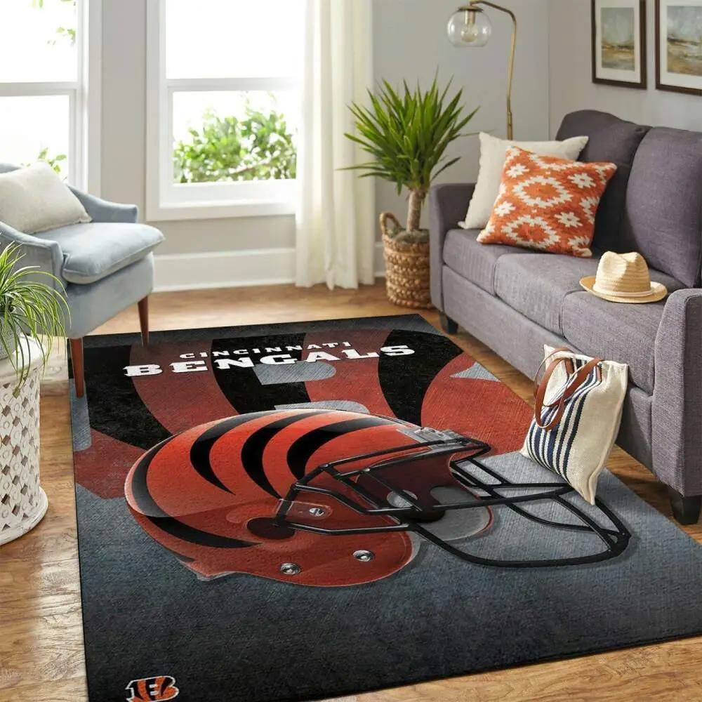 Cincinnati bengals nfl area rugs team helmet living room carpet sports rug Rectangle Rug