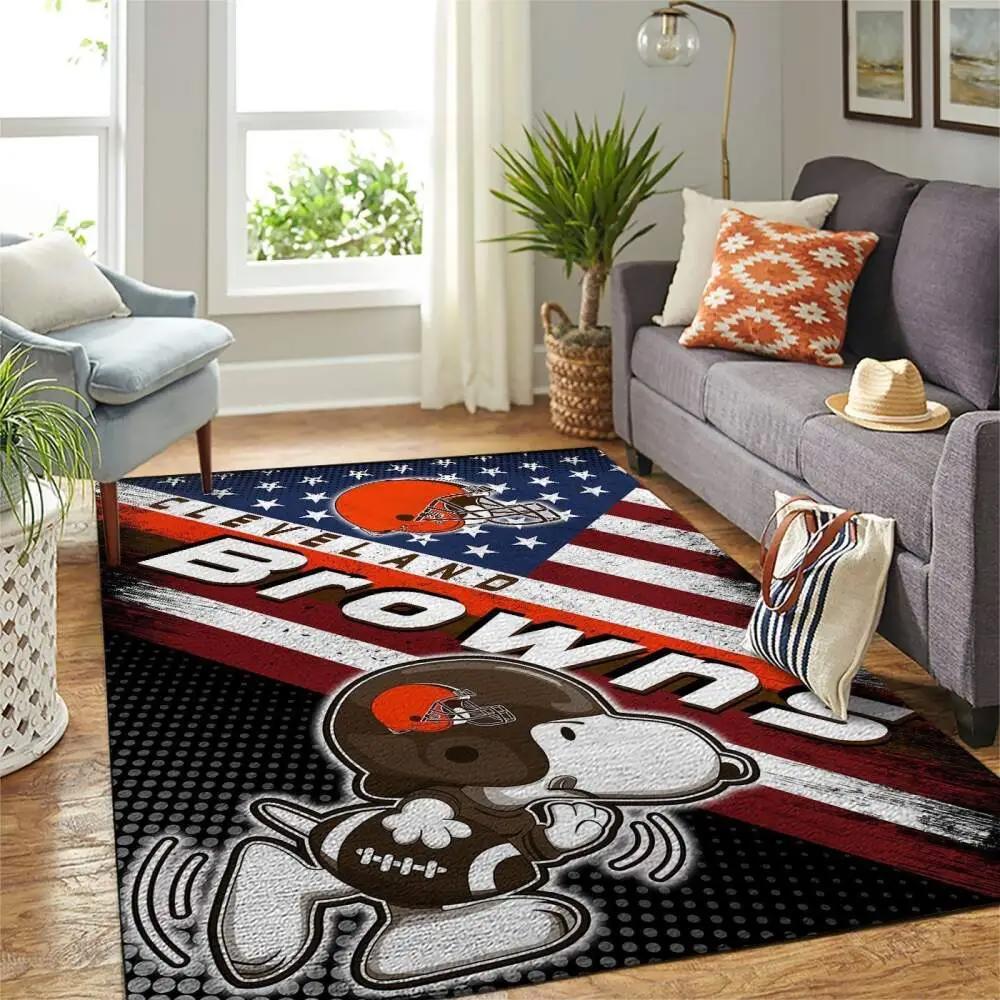 Cleveland browns nfl area rugs american flag & snoopy living room home decor Rectangle Rug