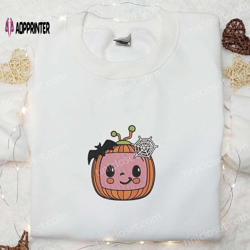 Cocomelon pumpkin embroidered hoodie sweatshirt & t-shirt: fun cute & funny halloween apparel Embroidered Shirt