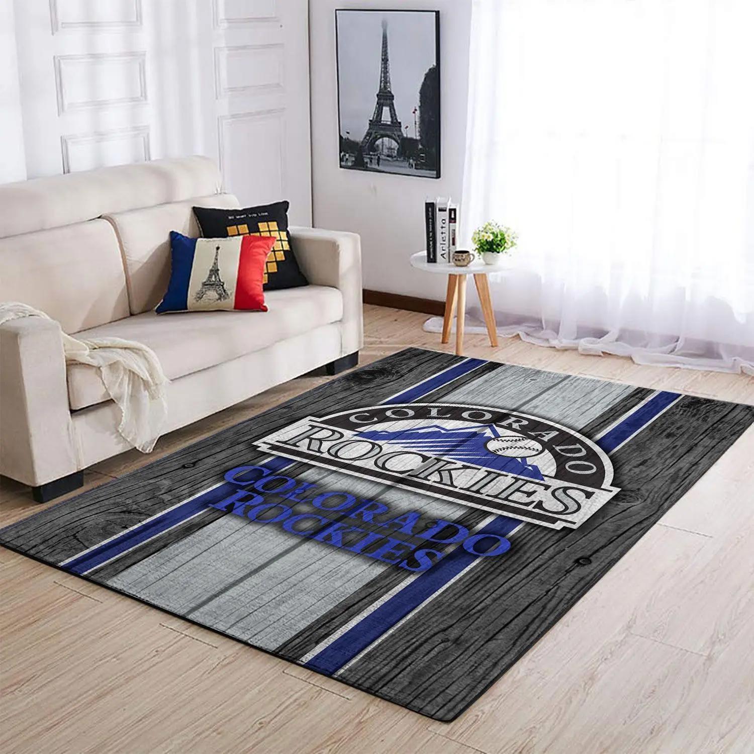 Colorado rockies wooden style mlb team logo area rug living room rug 2 Rectangle Rug