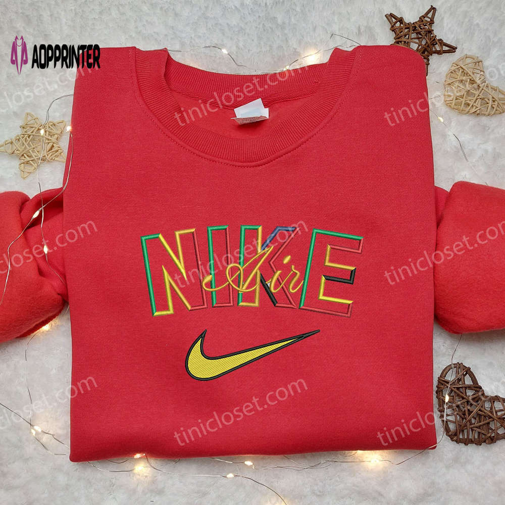 Colorful nike air inspired embroidered shirt – unique & stylish athletic wear Embroidered Shirt