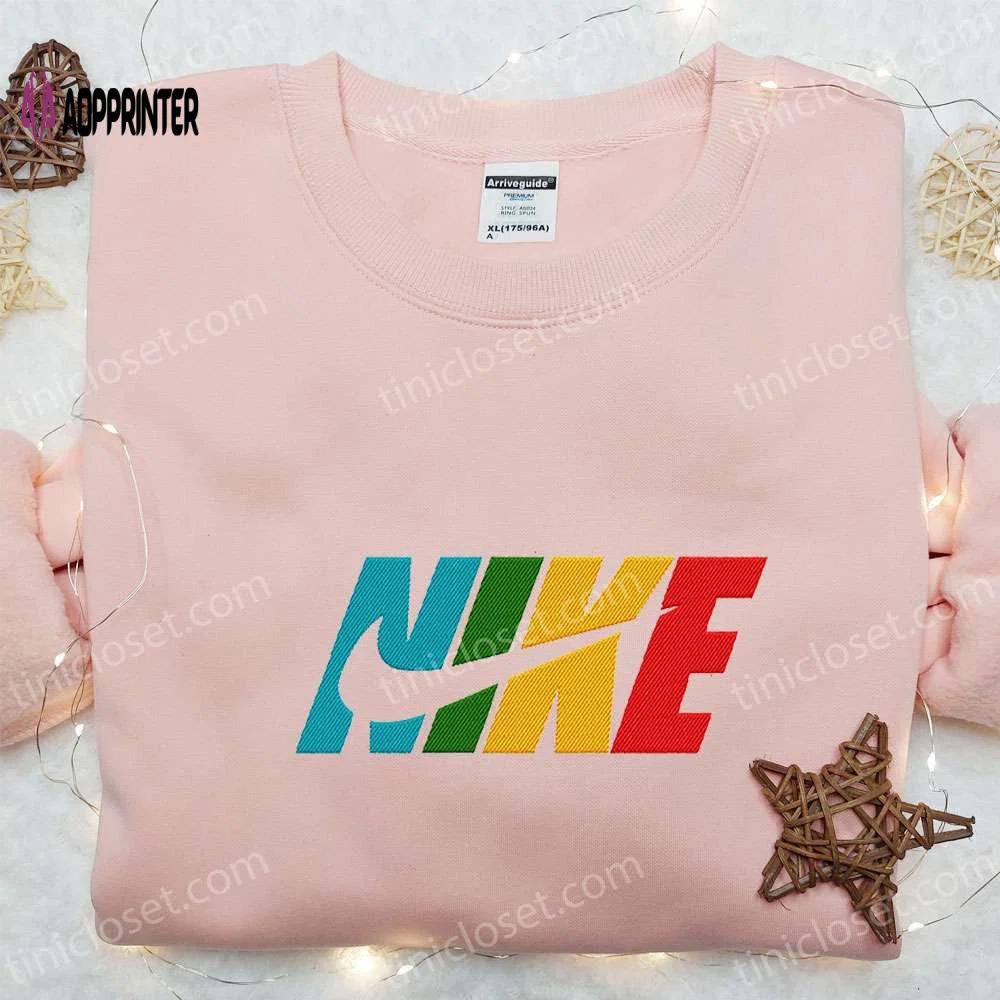 Colorful nike embroidered sweatshirt: custom shirt perfect family gift Embroidered Shirt