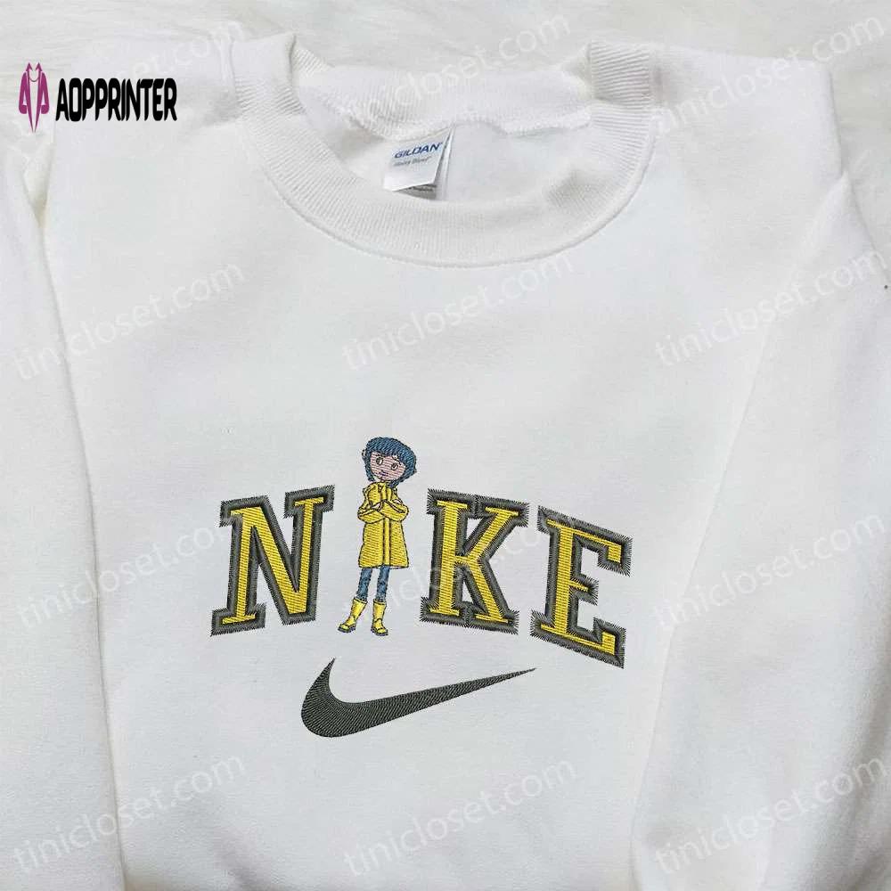 Coraline x nike cartoon embroidered shirt – stylish halloween & nike inspired tee Embroidered Shirt