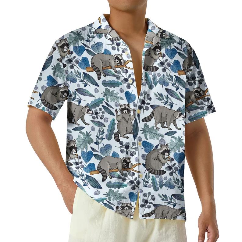 Cottagecore raccoon hawaiian shirt Hawaii Shirt Shorts & Flip Flops