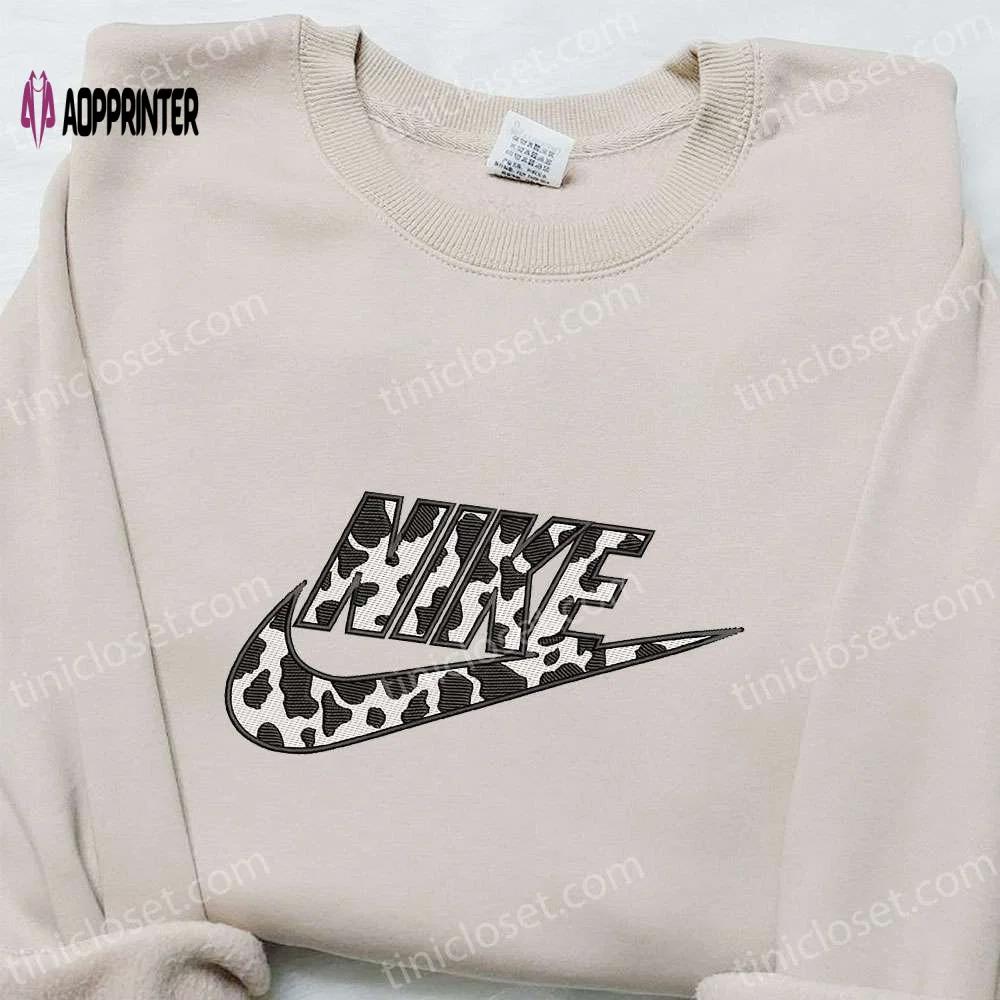 Cow pattern x nike hoodie & embroidered shirt: best family gifts Embroidered Shirt