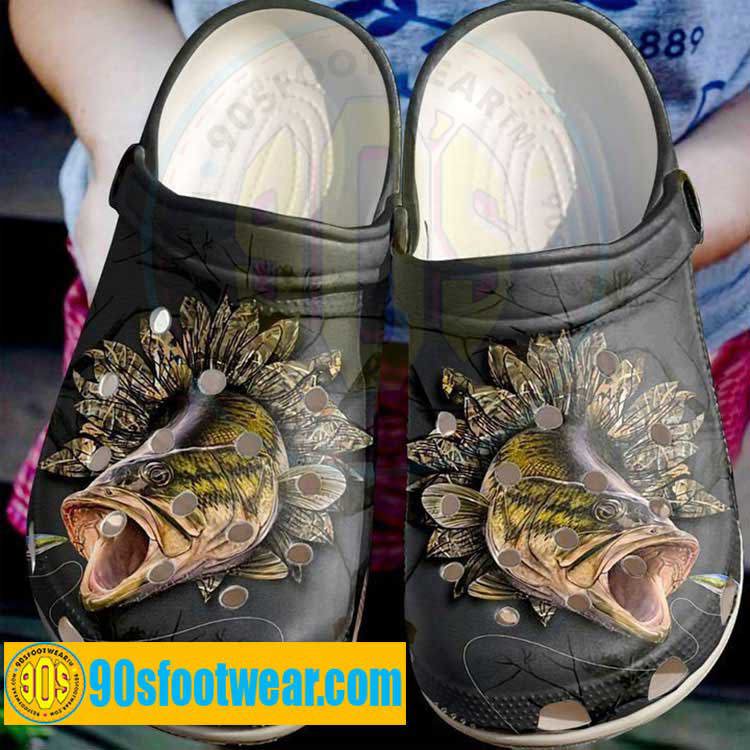 Crocs outfit - fishing crocs – camo sunflower bass fishing custom classic clog - 709 Crocs Outfit