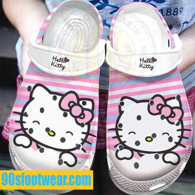 Crocs outfit - hello kitty crocs – hello kitty blue pink lines pattern crocband clog shoes - 1202 Crocs Outfit