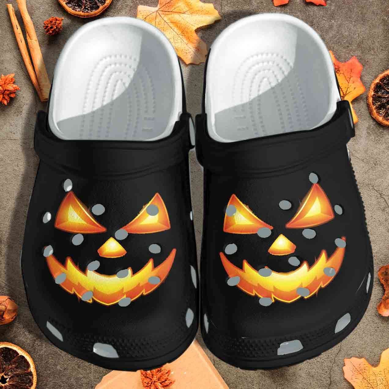 Crocs outfit - horror pumpkin face black crocs clogs crocband shoes - 1267 Crocs Outfit