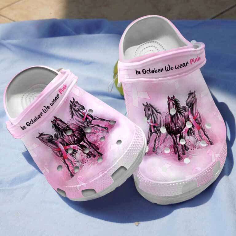 Crocs outfit - horse breast cancer awareness crocs clogs crocband shoes - 1269 Crocs Outfit