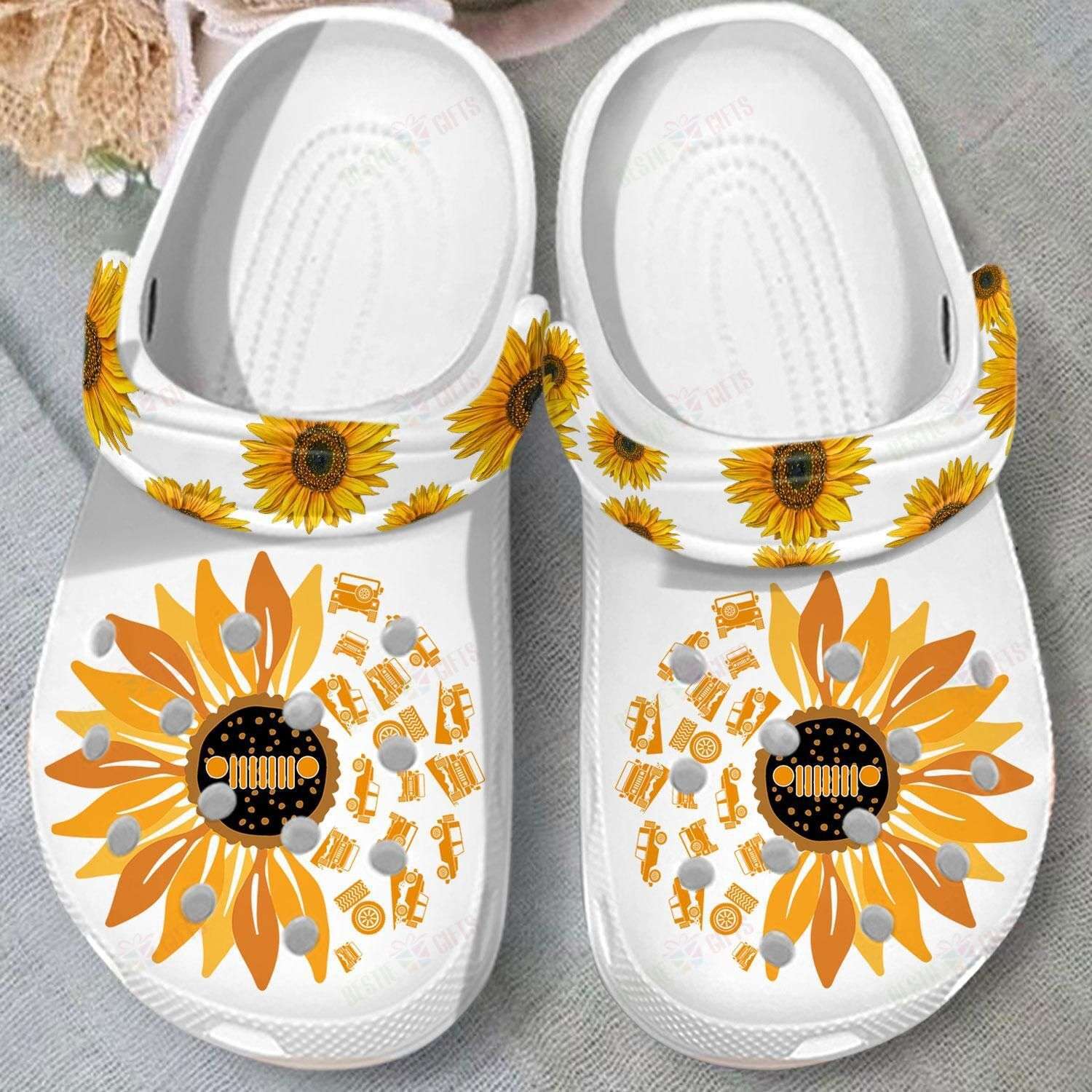 Crocs outfit - jeep sunflower crocs crocband clog shoes for jeep lover - 1329 Crocs Outfit