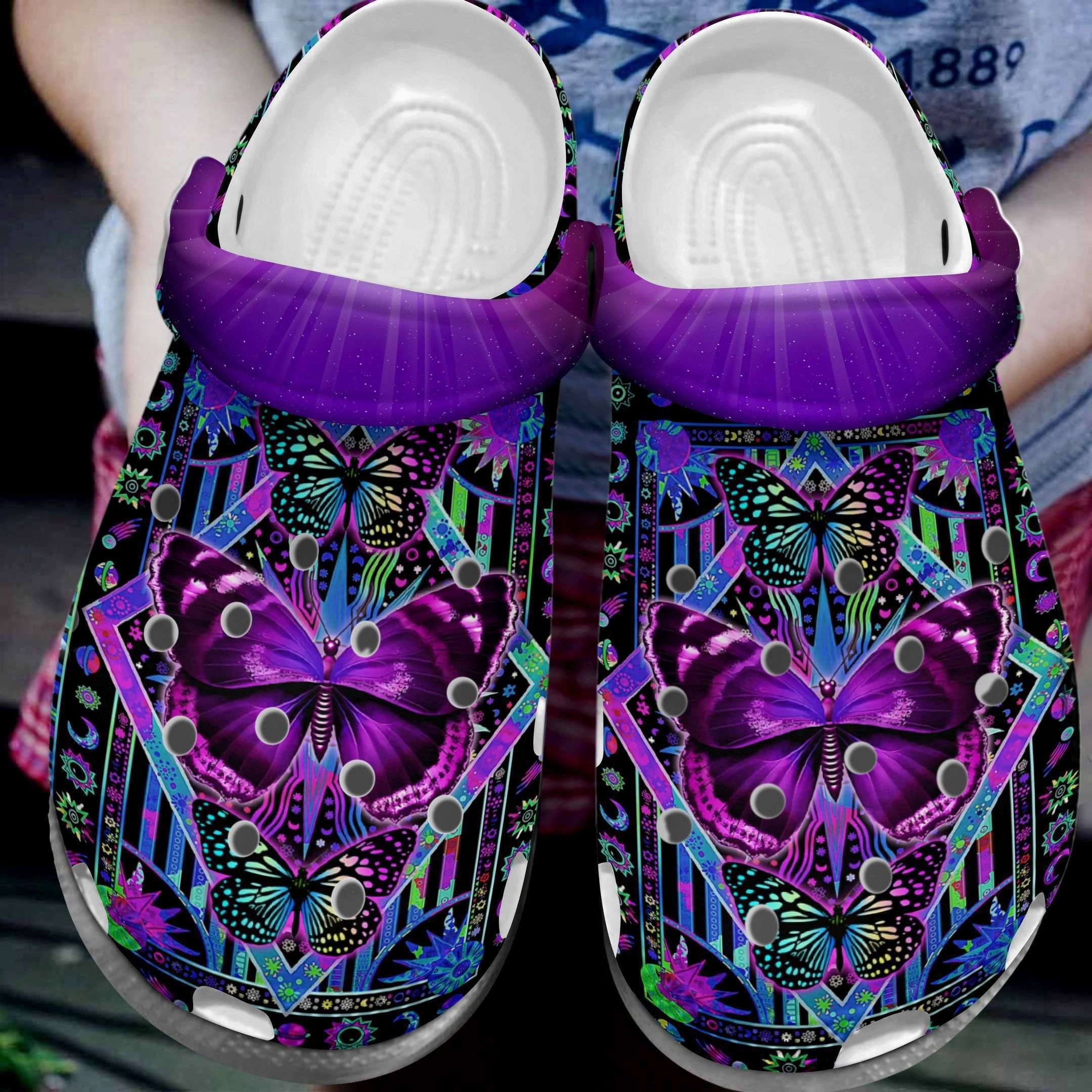 Crocs outfit - mom and daughter butterfly colorful butterfly crocs crocband clog shoes - 1483 Crocs Outfit
