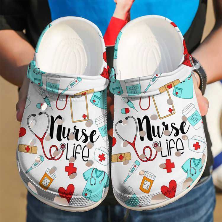 Crocs outfit - nurse life watercolor crocs - 1550 Crocs Outfit