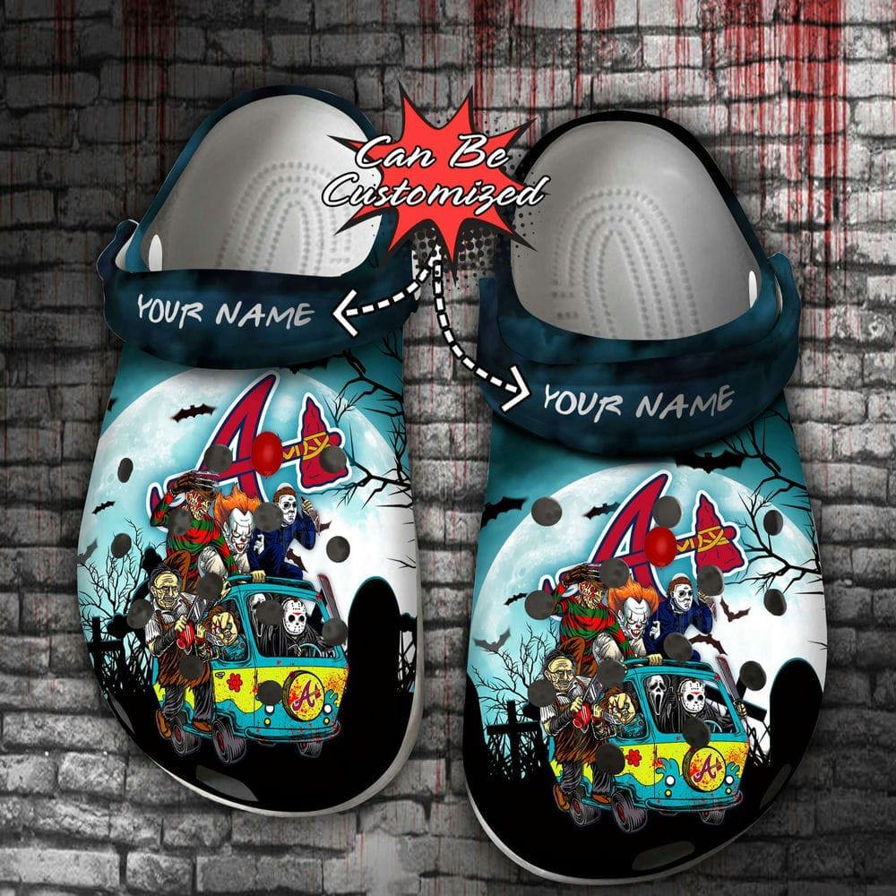 Crocs outfit - personalized atlanta braves horror friends van with clown retro scary movie villains halloween crocs clogs crocband shoes - 1616 Crocs Outfit