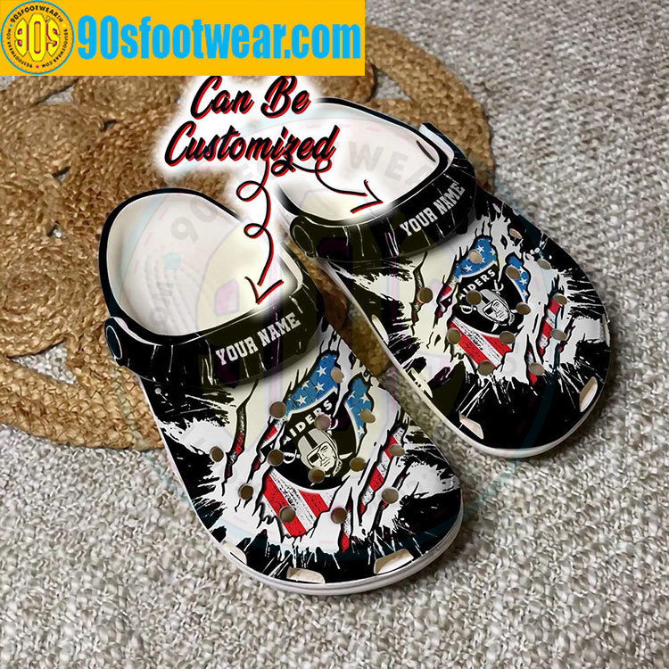Crocs outfit - personalized raider crocs usa flag las vegas raiders football team custom classic clog - 1824 Crocs Outfit