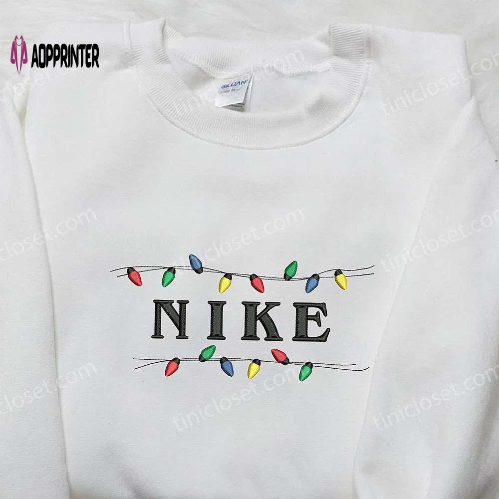 Custom nike christmas lamp embroidered shirt – perfect christmas gifts for family Embroidered Shirt