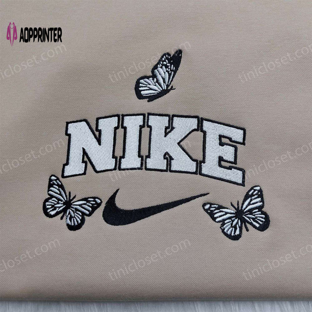 Custom nike embroidered shirt hoodie & sweatshirt: vintage butterfly design Embroidered Shirt