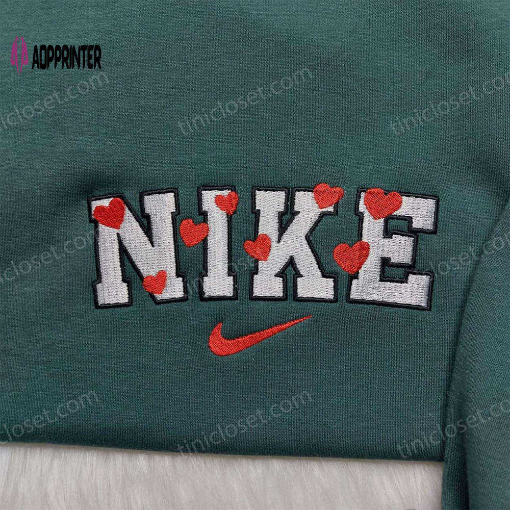 Custom nike love heart embroidered shirt – the perfect valentine s day gift Embroidered Shirt
