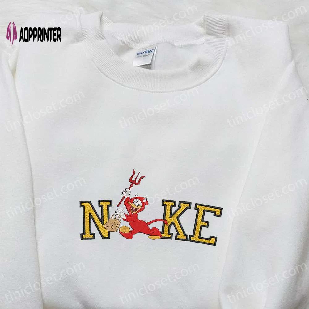 Custom nike x donald devil embroidered shirt: best family gifts Embroidered Shirt
