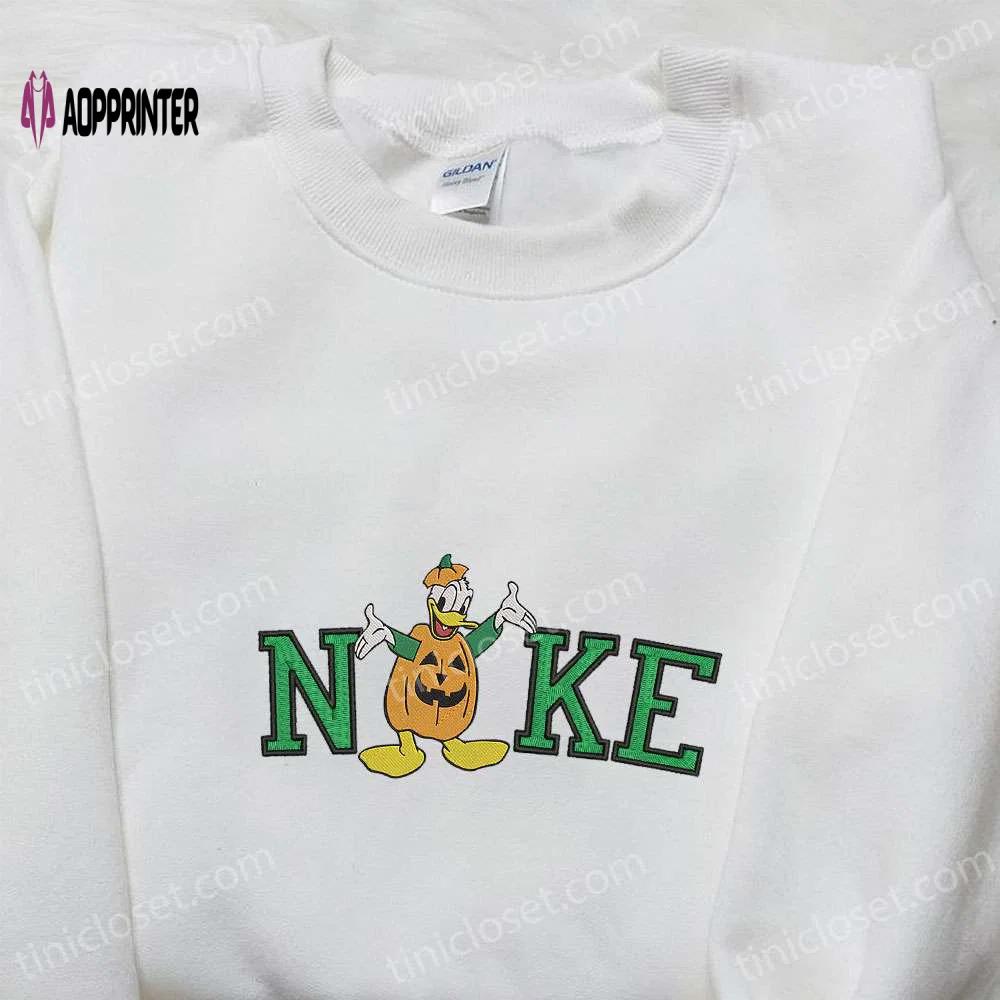 Custom nike x donald pumpkin halloween embroidered shirt: best family gifts Embroidered Shirt