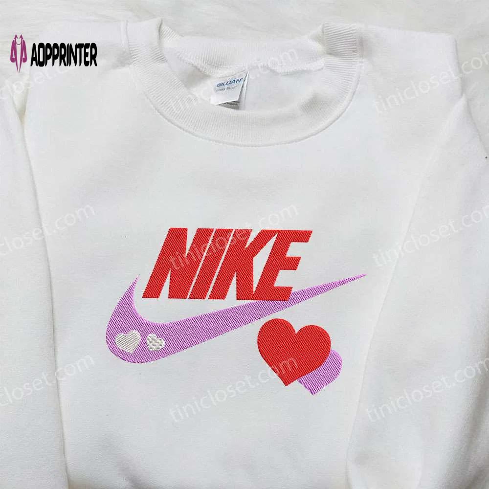 Custom nike x love hearts embroidered shirt – perfect valentine s day gift! Embroidered Shirt
