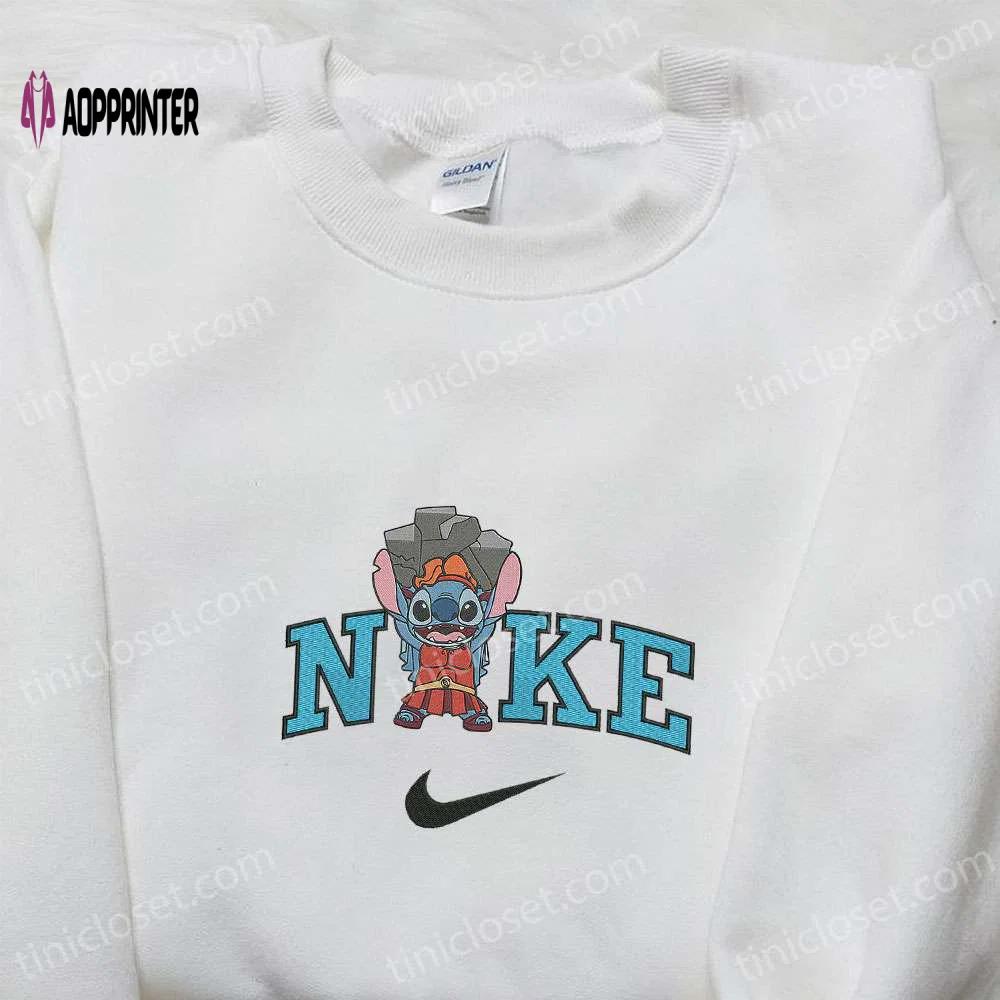 Custom nike x stitch hercules embroidered shirt – cute halloween design Embroidered Shirt