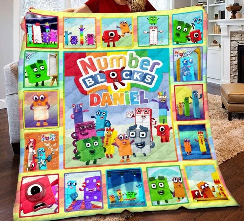 Custom numberblocks blanket, personalized numberblocks fleece blanket numberblocks kids songs blanket birthday gifts christmas gift for kids Quilt Blanket