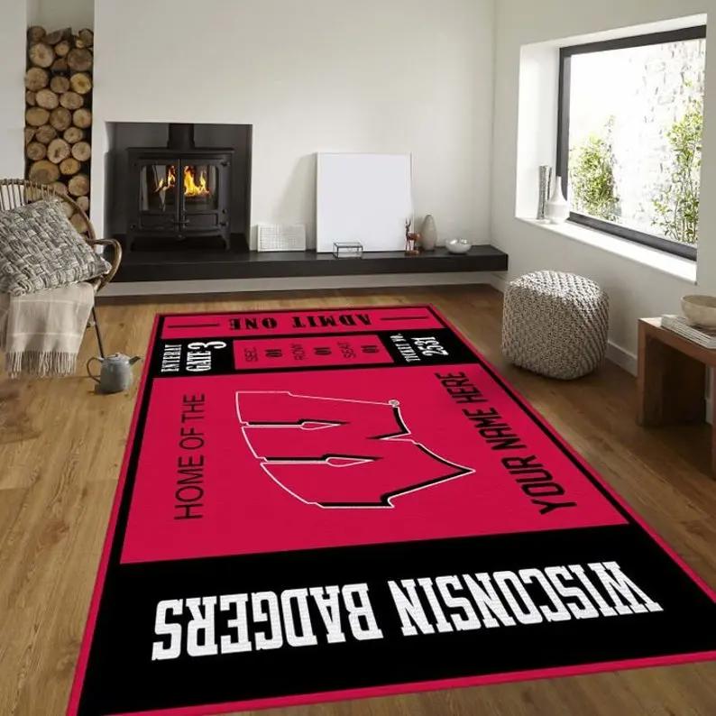 Customizable wisconsin badgers ncaa rug living room rug home decor floor decor Rectangle Rug