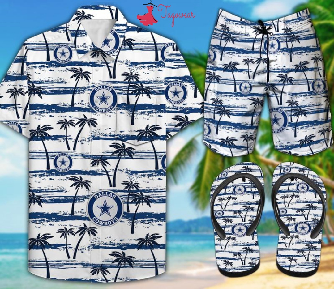 Dallas cowboys combo hawaiian shirt, beach shorts flip flops luxury summer clothes style #321 Hawaii Shirt Shorts & Flip Flops