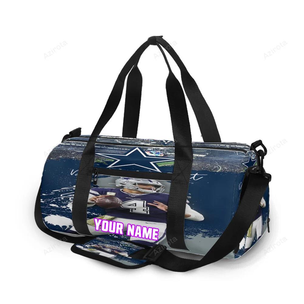 Dallas cowboys dak prescott stadium personalized name travel bag gym bag 849 Travel Bag