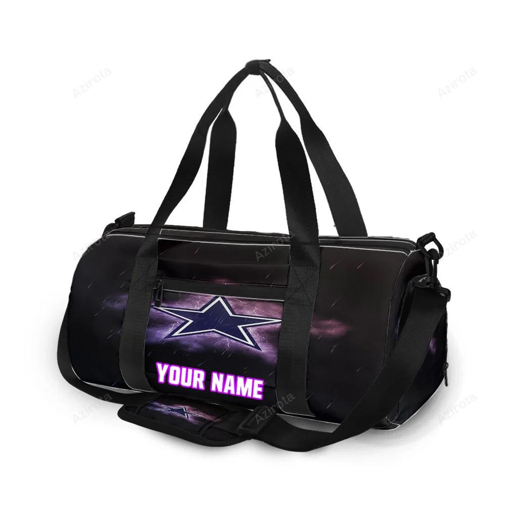 Dallas cowboys star rain thunder personalized name travel bag gym bag 370 Travel Bag