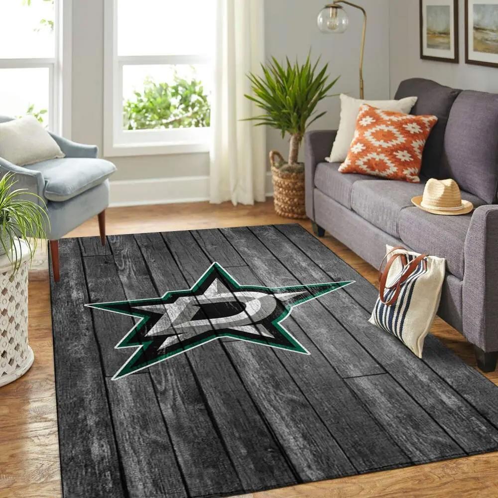 Dallas stars nhl grey area rugs wooden style living room regtangle carpet Rectangle Rug