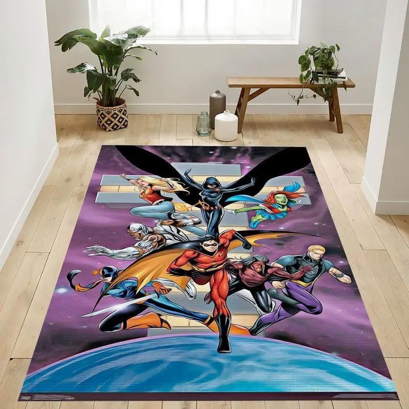 Dc comics teen titans group area rug living room and bed room rug rug regtangle carpet floor decor home decor Rectangle Rug