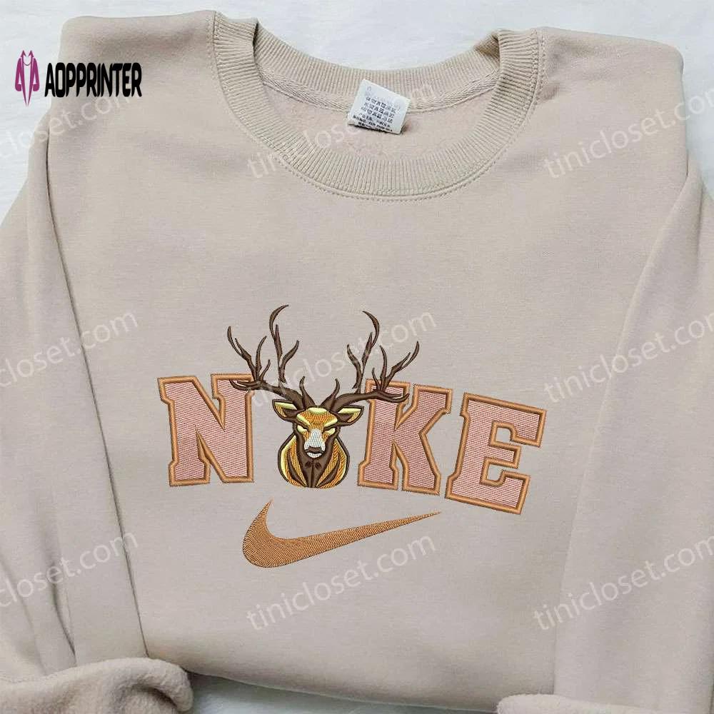 Deer x nike embroidered shirt: animal & custom designs Embroidered Shirt