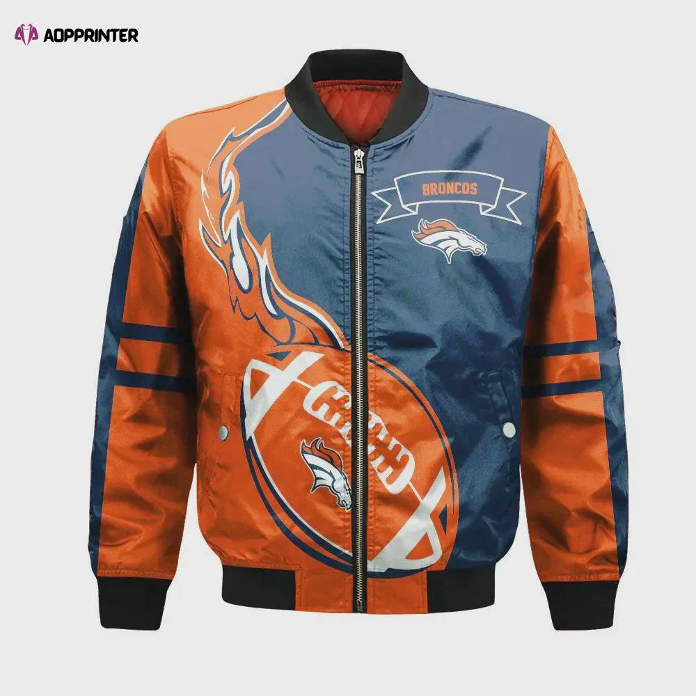 Denver broncos bomber jacket 3d printed flame ball pattern Bomber Jacket