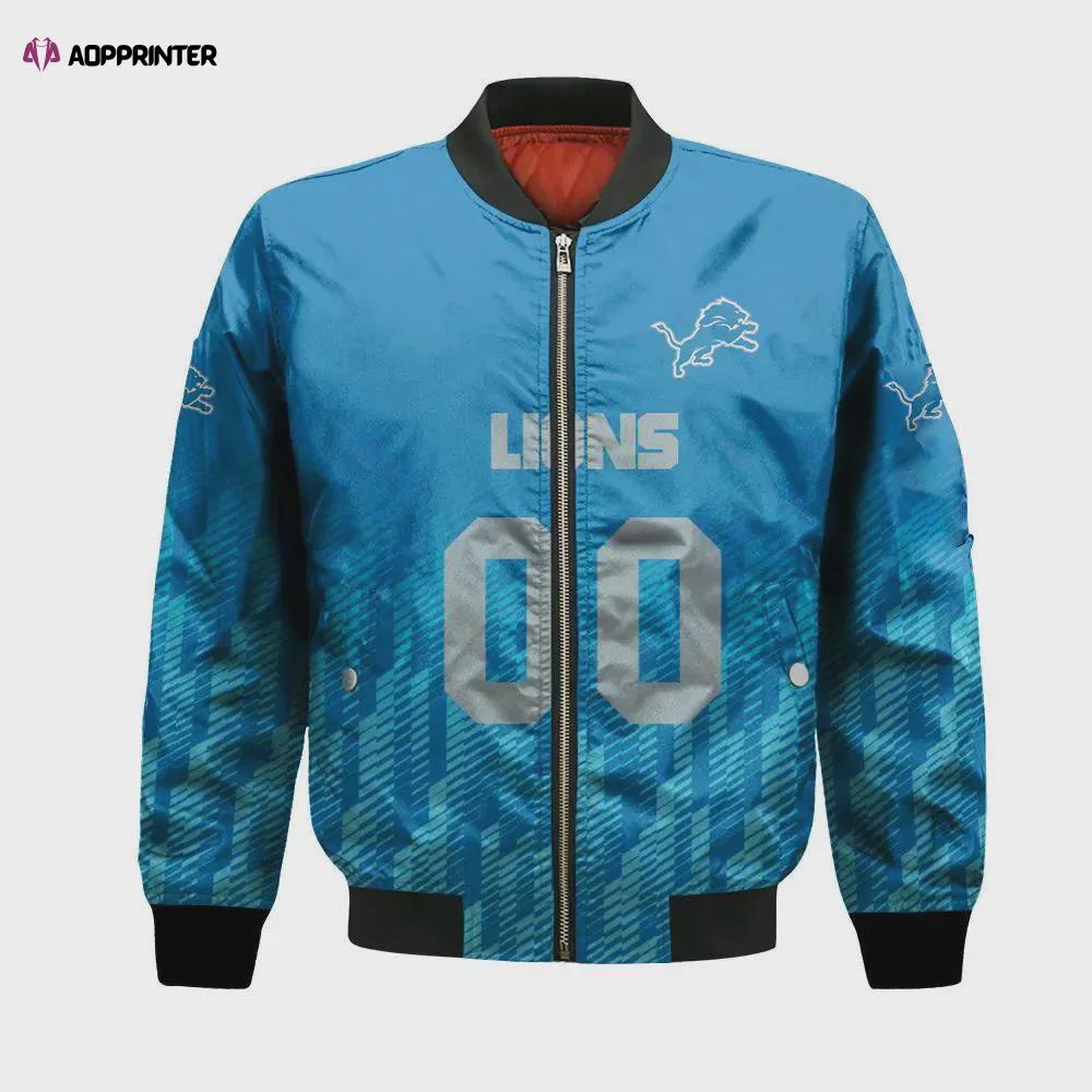 Detroit lions bomber jacket 3d printed team logo custom text and number Bomber Jacket