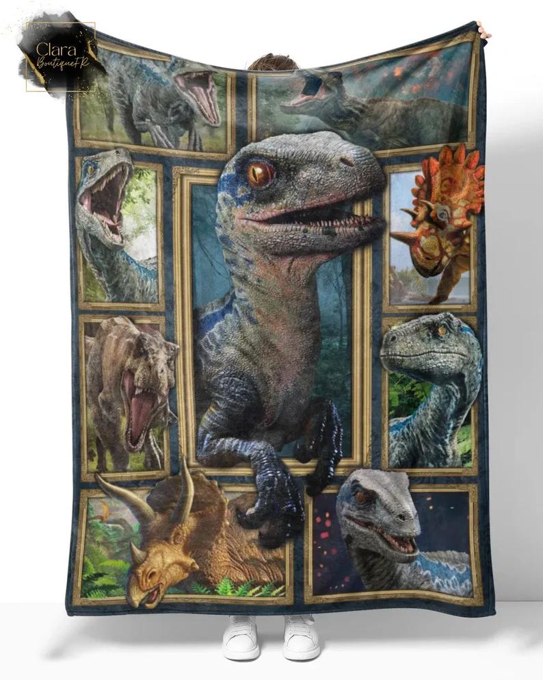 Dinosaur lovers fleece blanket, mink sherpa blanket, dinosaur blanket, animal blanket, dinosaur quilt, dinosaur lover gift Quilt Blanket