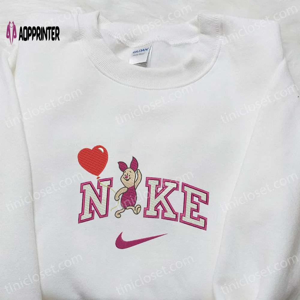 Disney characters embroidered shirt by nike: piglet balloon cartoon design nike inspired t-shirt Embroidered Shirt